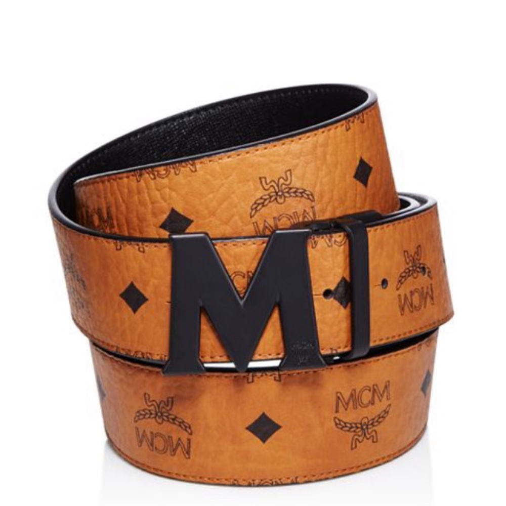 MCM Reversible Signature Belt - Cognac/Black